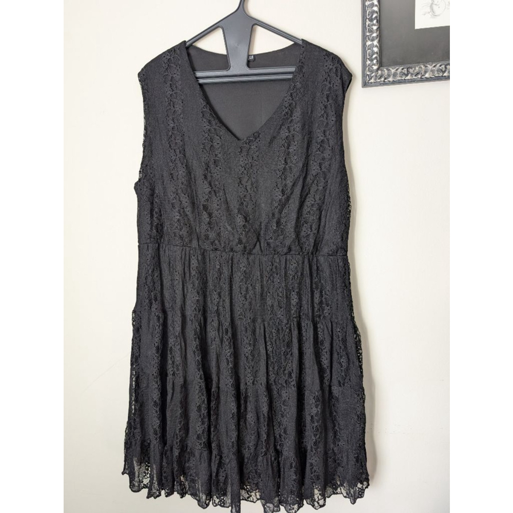 FOREVER WOMAN Black Lace Mini Dress 2X, women's